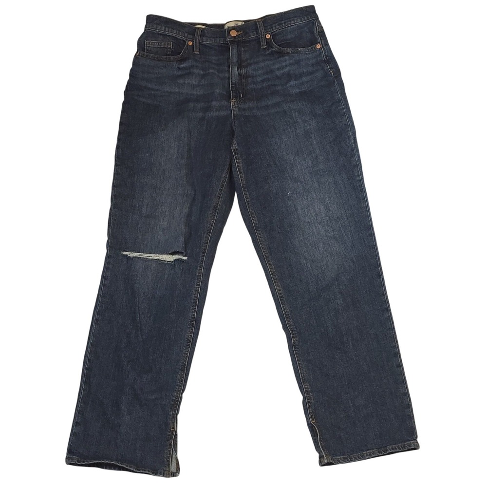 Universal‎ Thread Womens Size 12 High Waist Straight Distressed Blue Jeans Denim